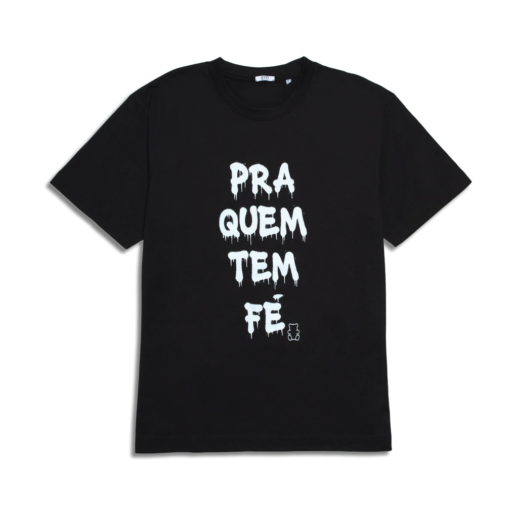 T-shirt Nera Pra Que Tem Fe D777