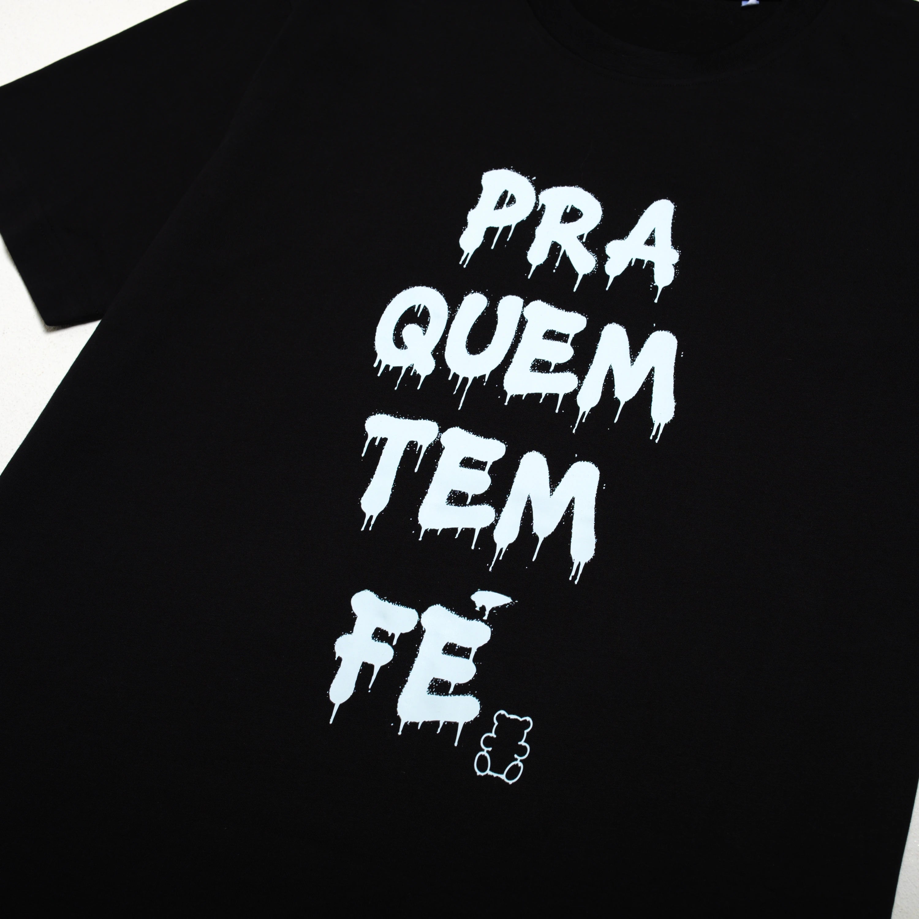 T-shirt Nera Pra Que Tem Fe D777